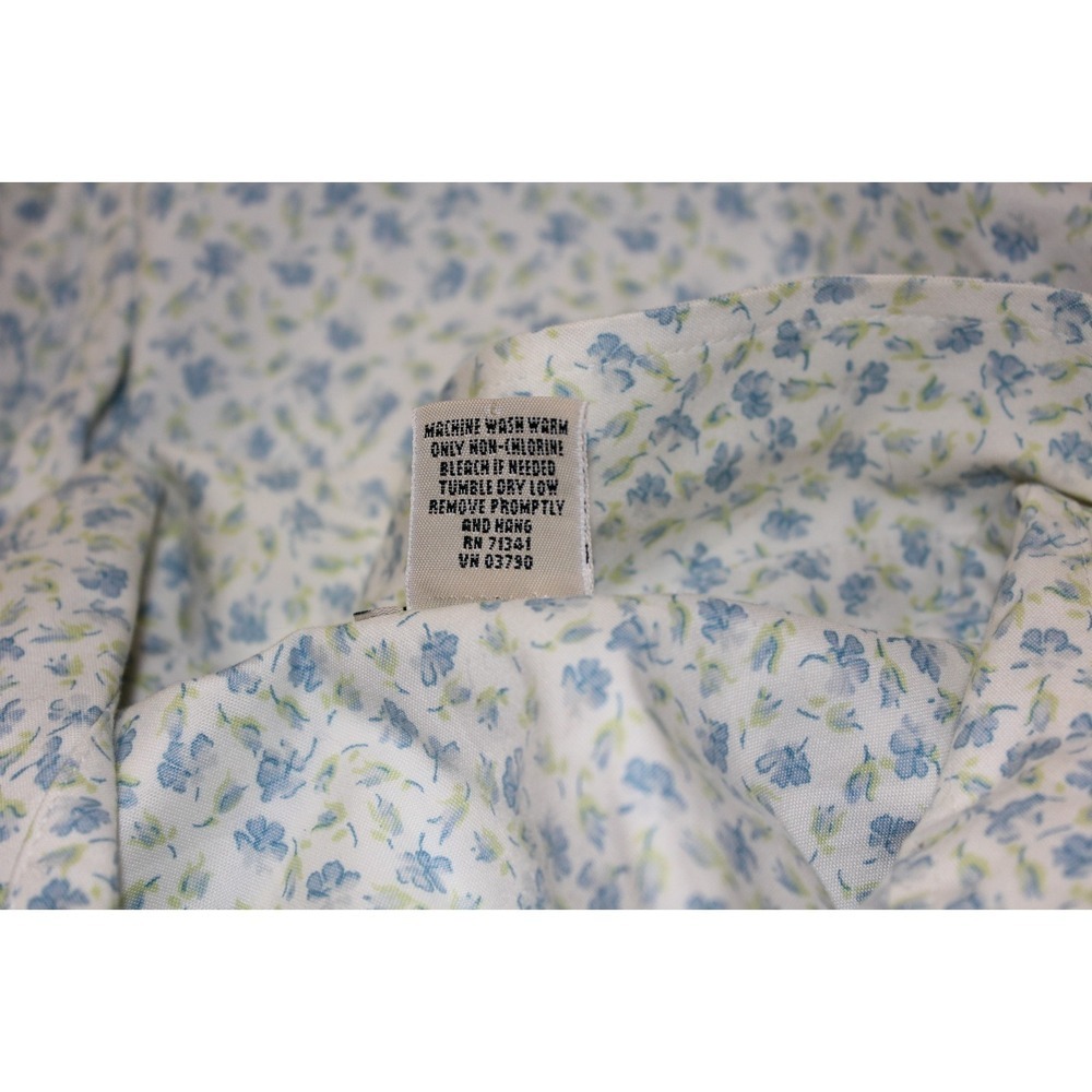 L.L. Bean Cotton Button Up Floral Shirt Top Wrinkle Resistant Office Twee Large - Picture 11 of 11